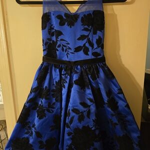 Rare Editions Royal Blue and Black Floral Dress